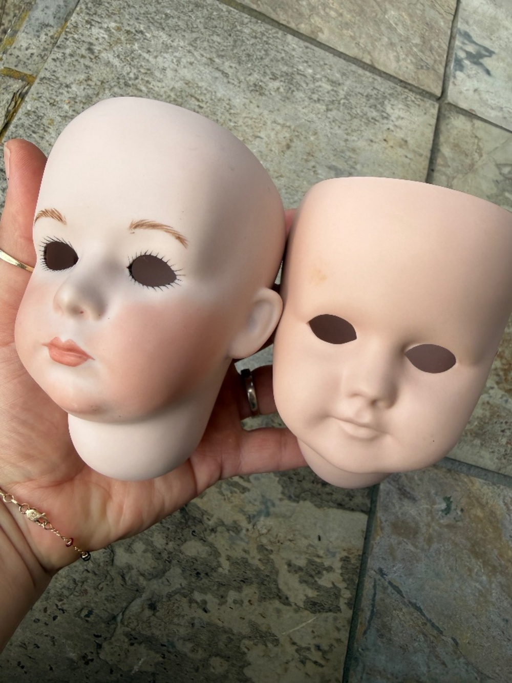 Pair Of Head Only Simon & Halbig Two Head Molds 1329 Porcelain Bisque Germany.